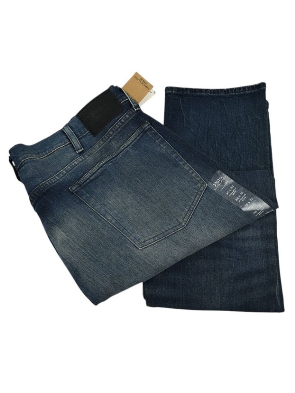 POLO RALPH LAUREN Myers Blue SULLIVAN Slim Cotton Stretch Denim Jeans 38 32 NWT